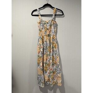 Liberty Love Midi Dress Womens XS Coastal Floral Smocked Cottage Flowy Preppy